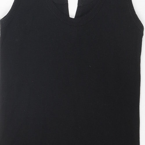 Topshop Womens Black Polyester Tank Dress Size 10 V-Neck Pullover