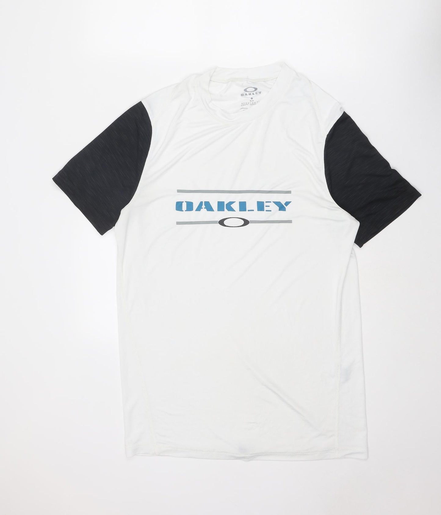 Oakley Mens White Polyester Basic T-Shirt Size S Round Neck Pullover