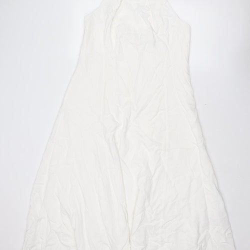 Karen Millen Womens White Viscose A-Line Size 16 Halter Zip