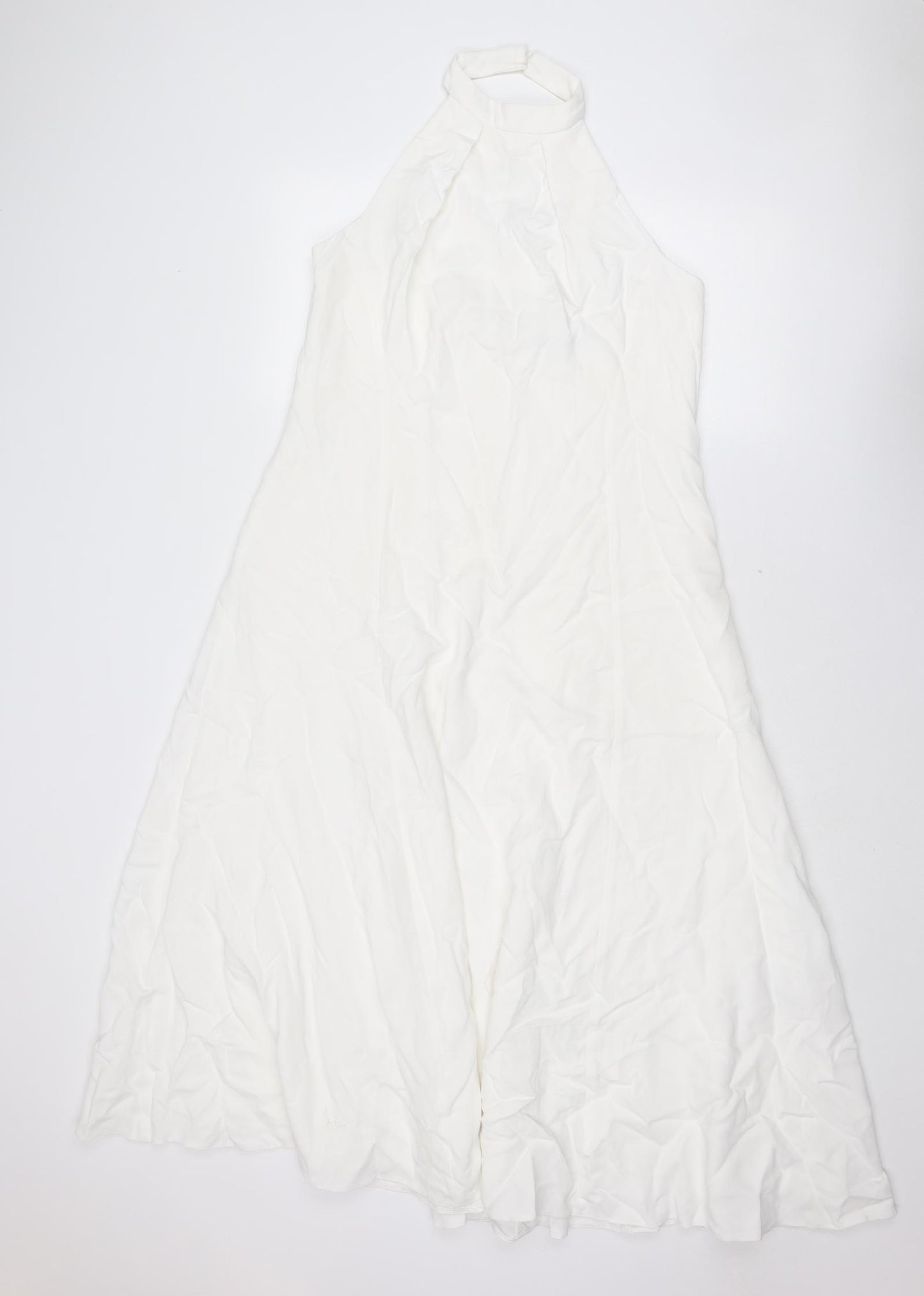 Karen Millen Womens White Viscose A-Line Size 16 Halter Zip