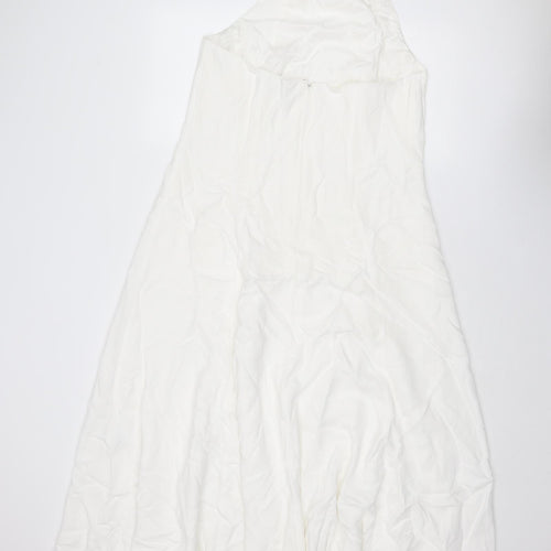Karen Millen Womens White Viscose A-Line Size 16 Halter Zip