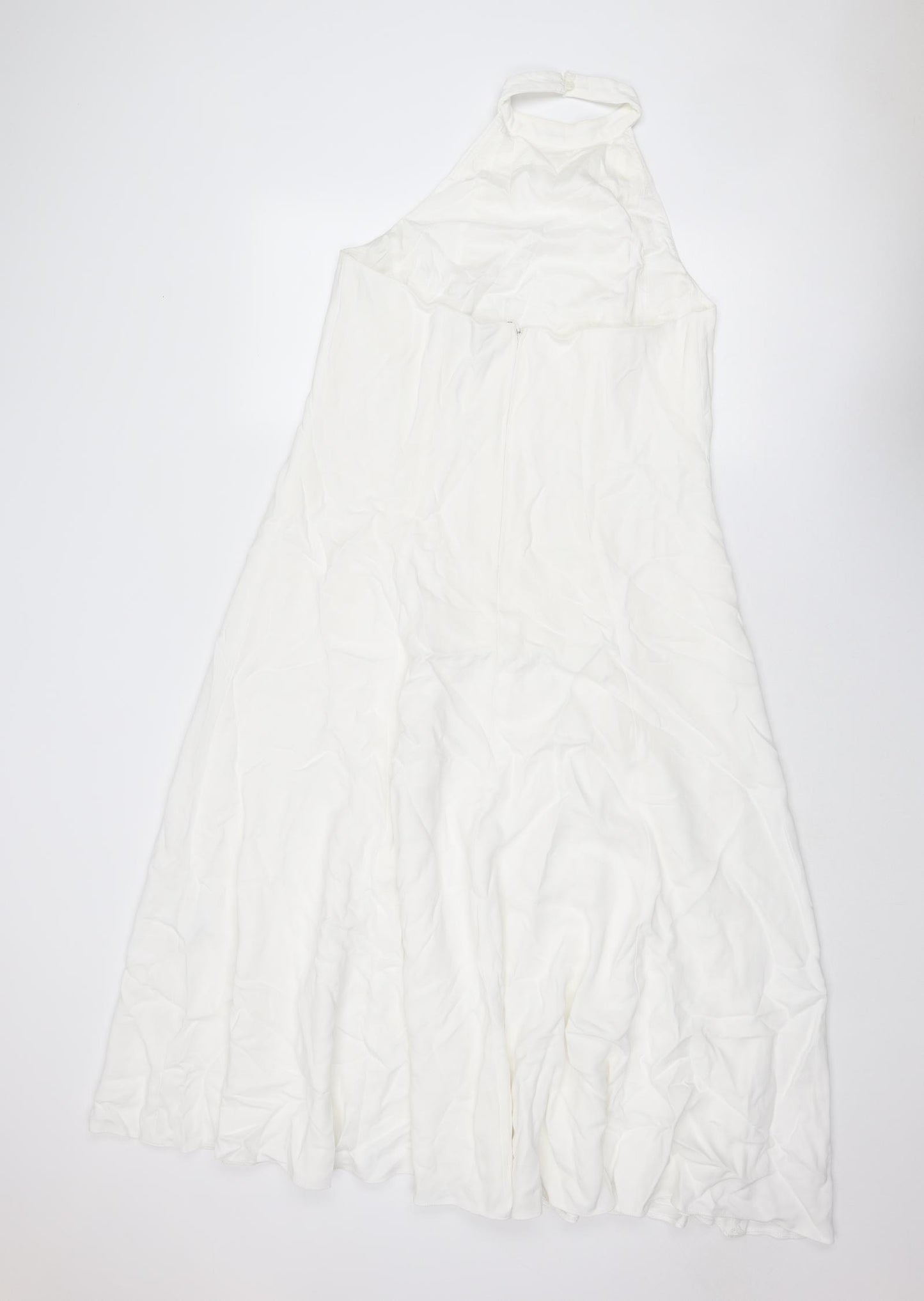 Karen Millen Womens White Viscose A-Line Size 16 Halter Zip