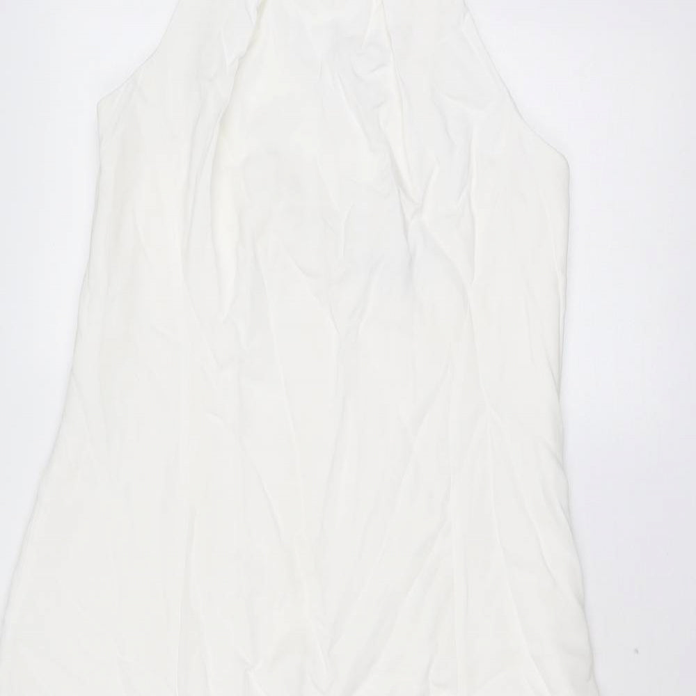 Karen Millen Womens White Viscose A-Line Size 16 Halter Zip