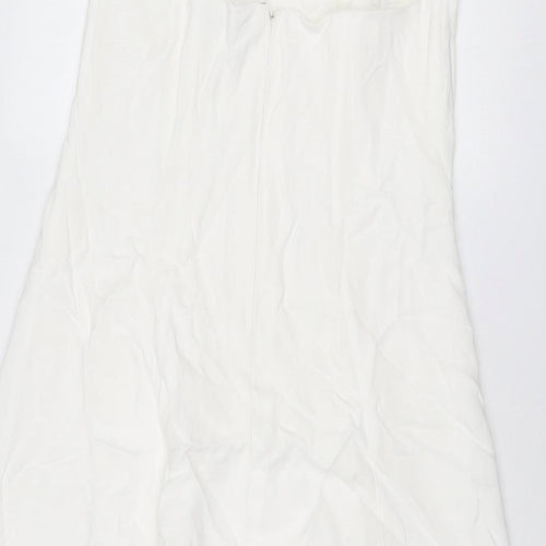 Karen Millen Womens White Viscose A-Line Size 16 Halter Zip