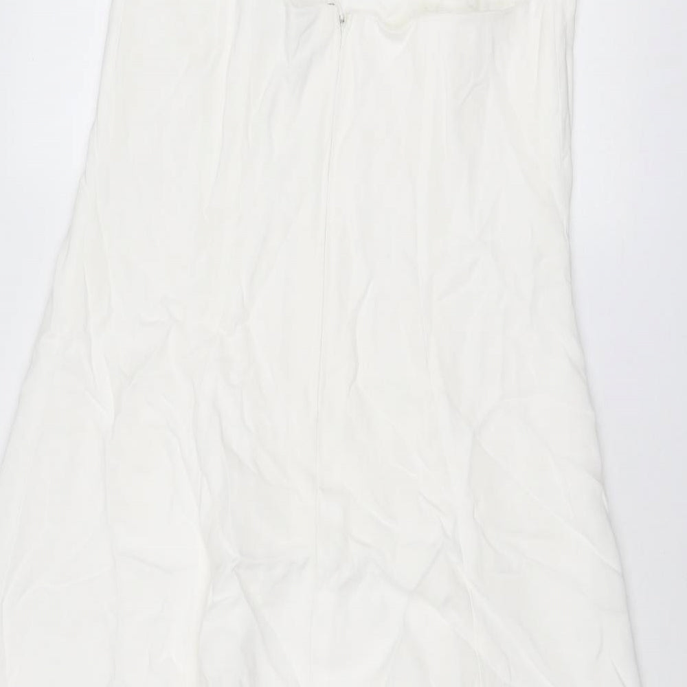 Karen Millen Womens White Viscose A-Line Size 16 Halter Zip