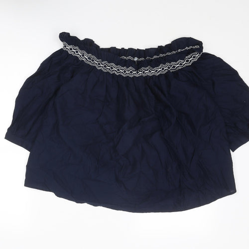 Marks and Spencer Womens Blue Polyester Basic Blouse Size 6 Boat Neck