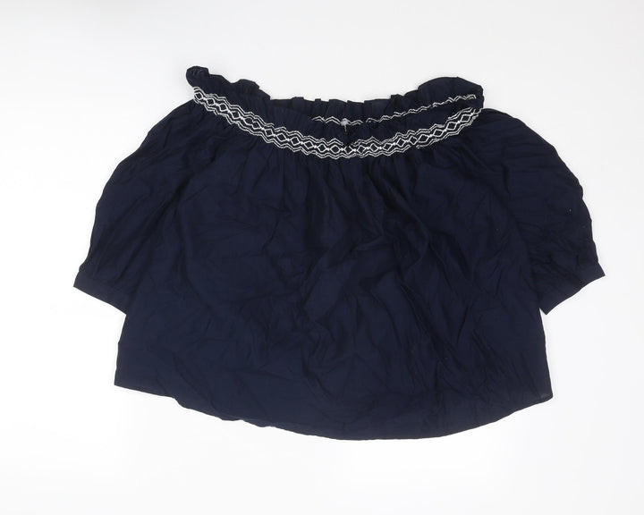 Marks and Spencer Womens Blue Polyester Basic Blouse Size 6 Boat Neck
