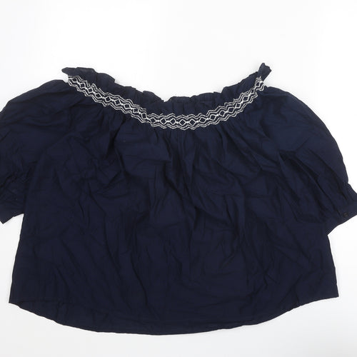 Marks and Spencer Womens Blue Polyester Basic Blouse Size 6 Boat Neck