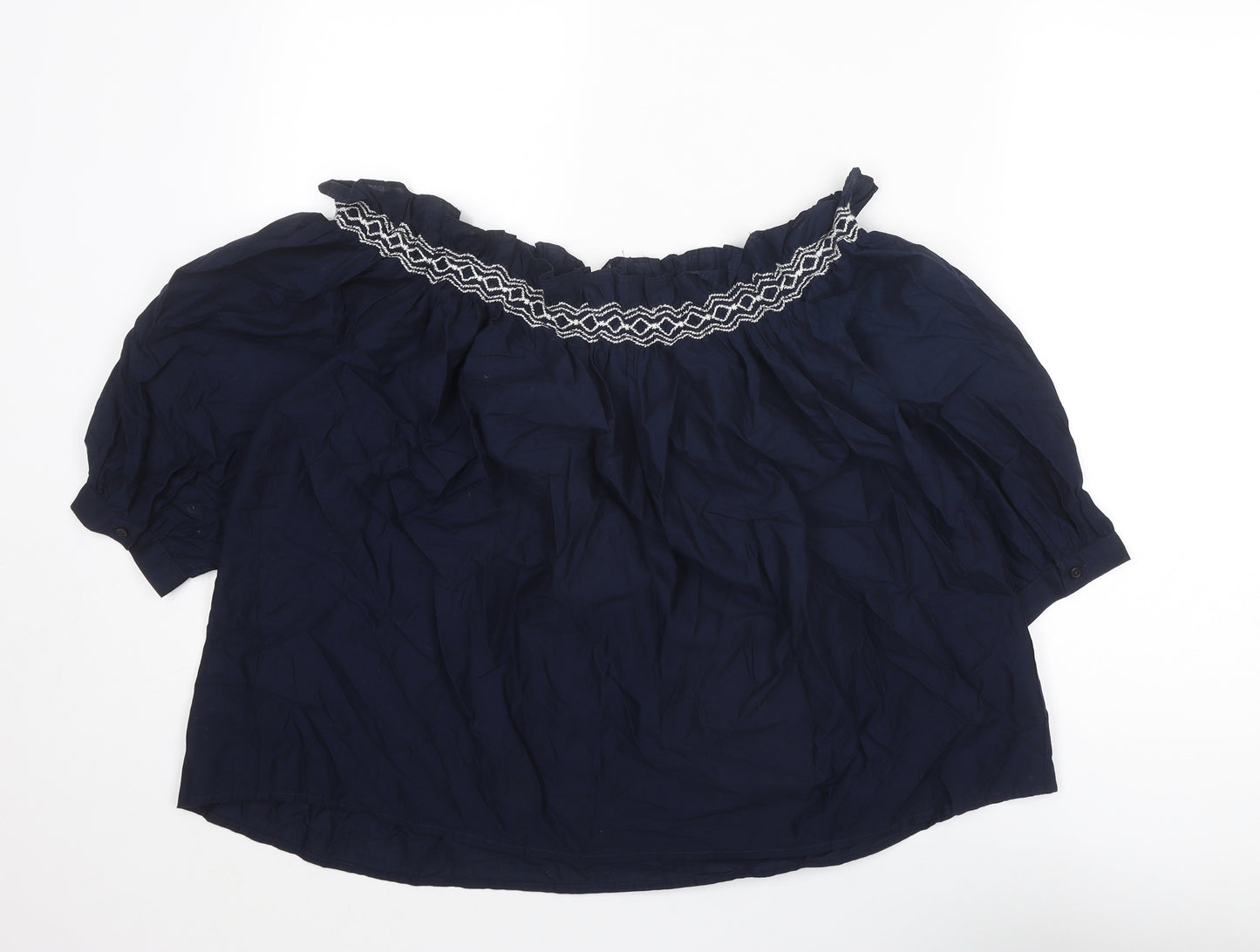 Marks and Spencer Womens Blue Polyester Basic Blouse Size 6 Boat Neck