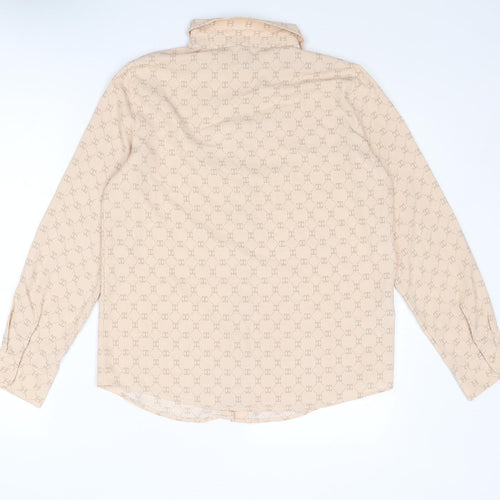 Mango Womens Pink Geometric Polyester Basic Button-Up Size 8 Collared