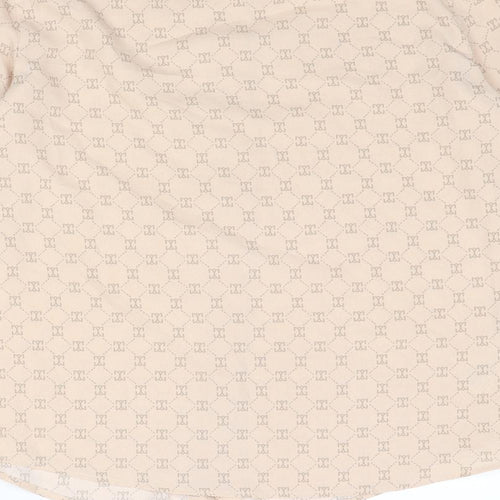 Mango Womens Pink Geometric Polyester Basic Button-Up Size 8 Collared