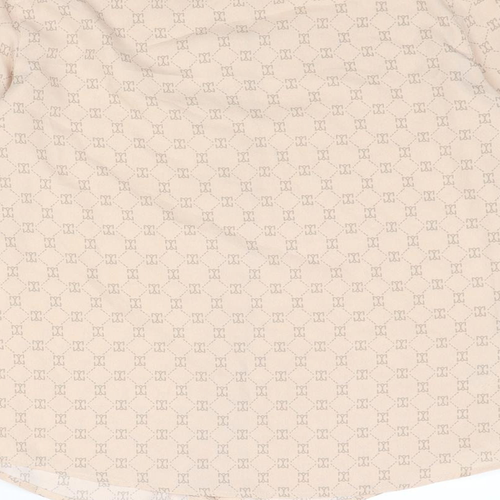 Mango Womens Pink Geometric Polyester Basic Button-Up Size 8 Collared