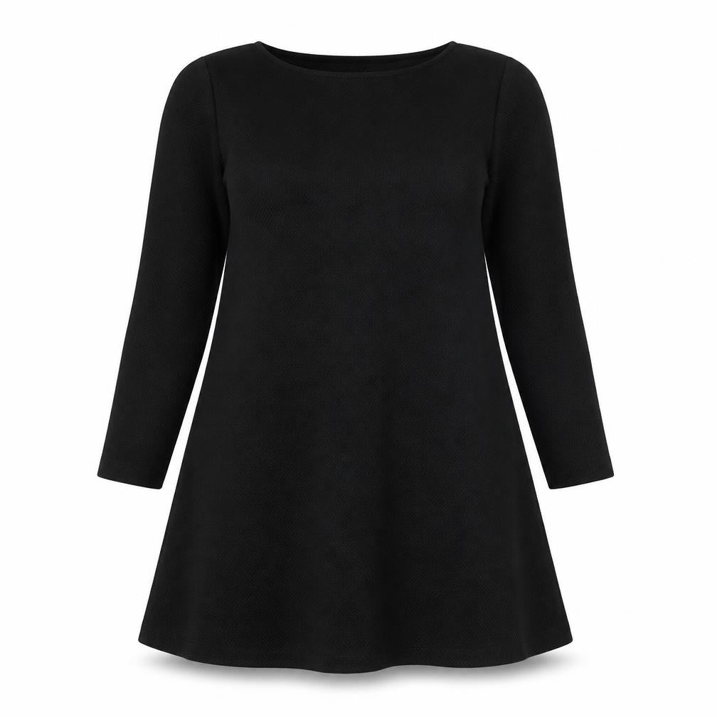 Front view of ASOS women’s black polyester trapeze & swing, size UK 10, boat neck pullover
