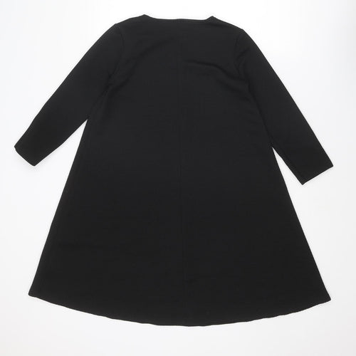 ASOS Womens Black Polyester Trapeze & Swing Size 10 Boat Neck Pullover
