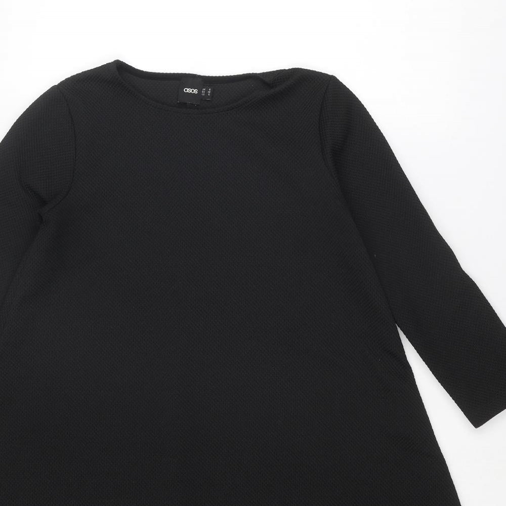 ASOS Womens Black Polyester Trapeze & Swing Size 10 Boat Neck Pullover