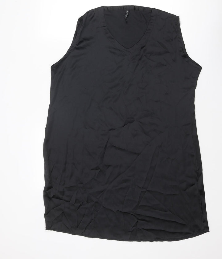 Madame Womens Black Polyester Shift Size XL V-Neck Pullover