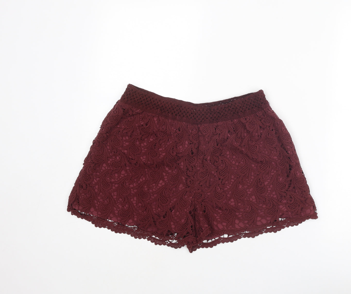 River Island Womens Red Cotton Basic Shorts Size 12 L3 in Regular Pull On