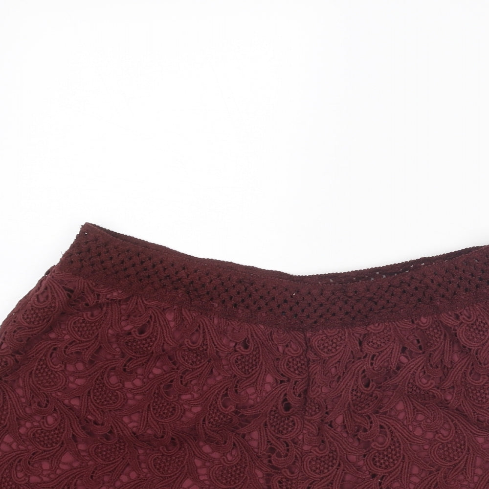 River Island Womens Red Cotton Basic Shorts Size 12 L3 in Regular Pull On