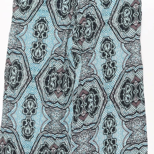 H&M Womens Blue Geometric Viscose Trousers Size 8 L29 in Regular