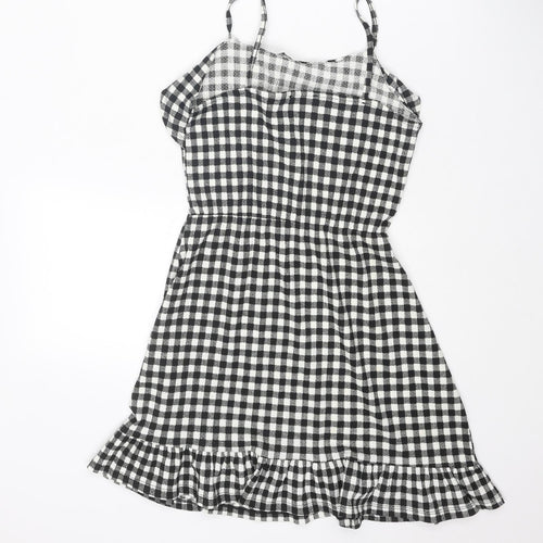 New Look Girls Black Geometric Polyester A-Line Size 12-13 Years Round Neck Pullover