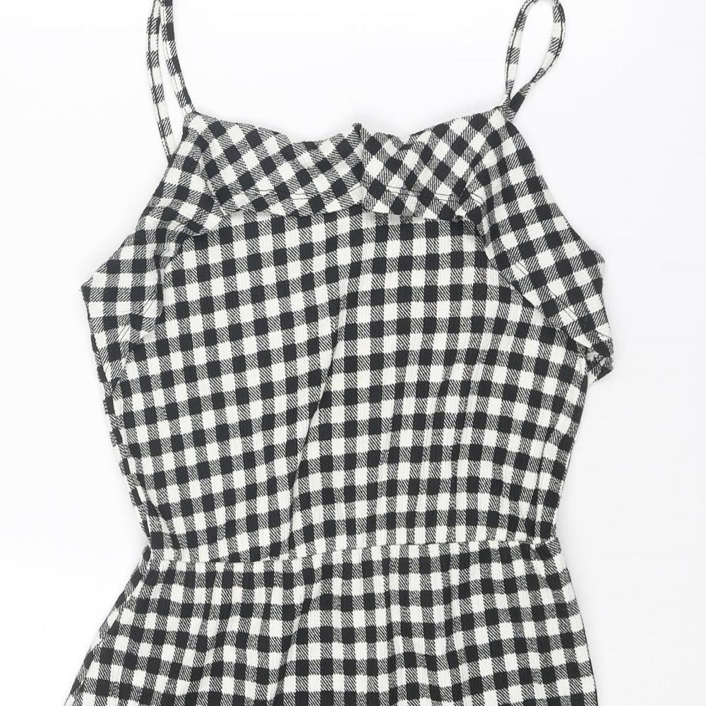 New Look Girls Black Geometric Polyester A-Line Size 12-13 Years Round Neck Pullover