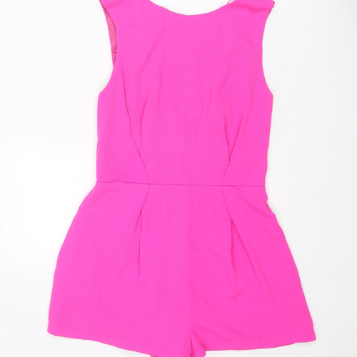 Topshop Womens Pink Polyester Playsuit One-Piece Size 10 L3 in Zip