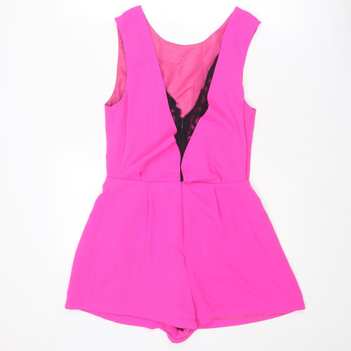 Topshop Womens Pink Polyester Playsuit One-Piece Size 10 L3 in Zip