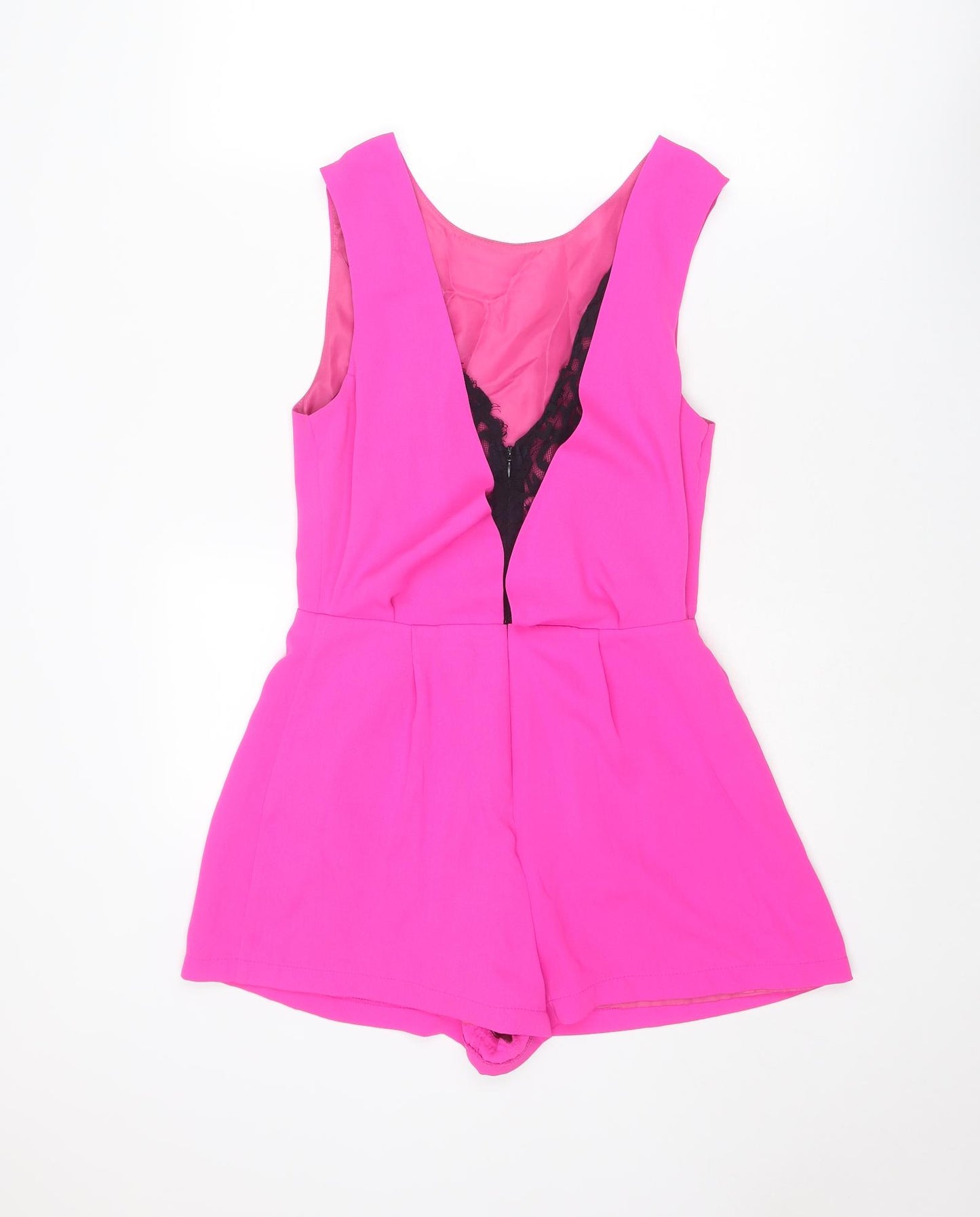 Topshop Womens Pink Polyester Playsuit One-Piece Size 10 L3 in Zip