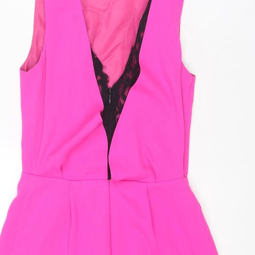 Topshop Womens Pink Polyester Playsuit One-Piece Size 10 L3 in Zip
