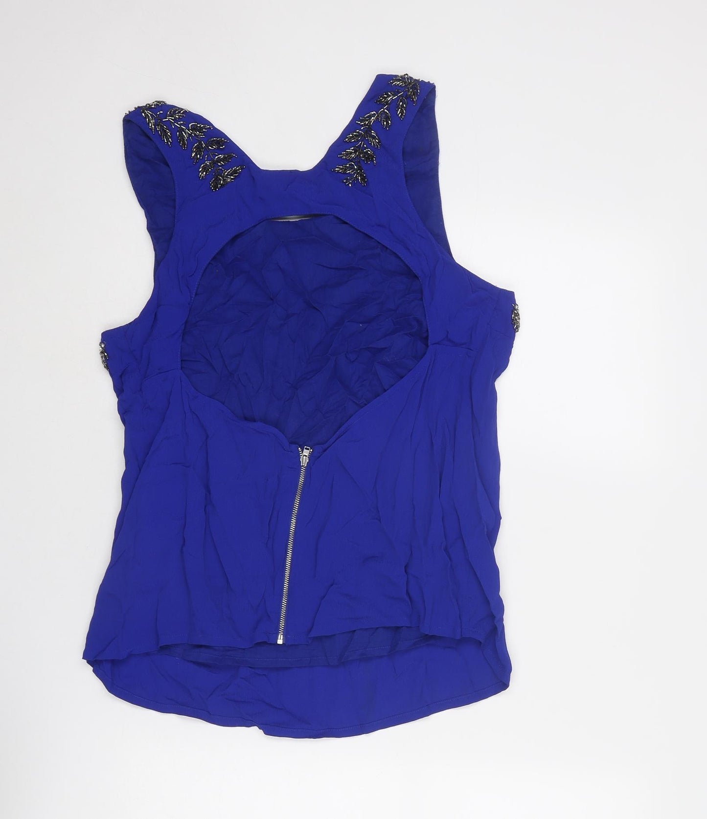 Topshop Womens Blue Viscose Basic Tank Size 14 Boat Neck - Embellished