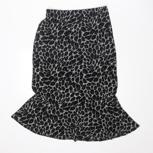 Kim & Co Womens Black Animal Print Acetate Trumpet Skirt Size S - Leopard pattern
