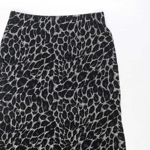 Kim & Co Womens Black Animal Print Acetate Trumpet Skirt Size S - Leopard pattern