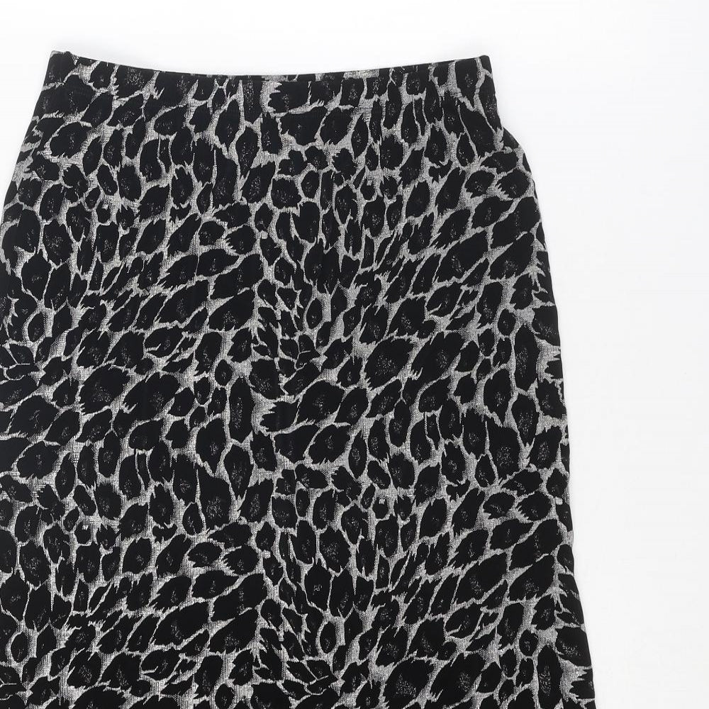 Kim & Co Womens Black Animal Print Acetate Trumpet Skirt Size S - Leopard pattern