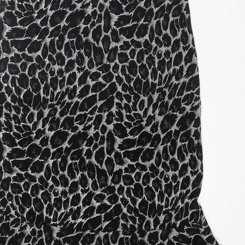 Kim & Co Womens Black Animal Print Acetate Trumpet Skirt Size S - Leopard pattern