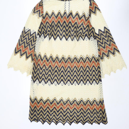 Simply Be Womens Multicoloured Geometric Polyester Shift Size 16 Round Neck Button