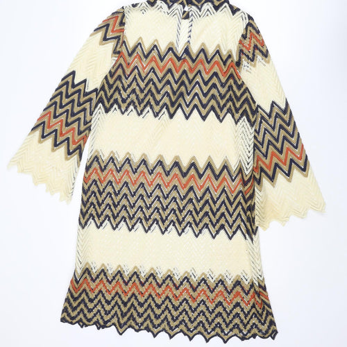 Simply Be Womens Multicoloured Geometric Polyester Shift Size 16 Round Neck Button