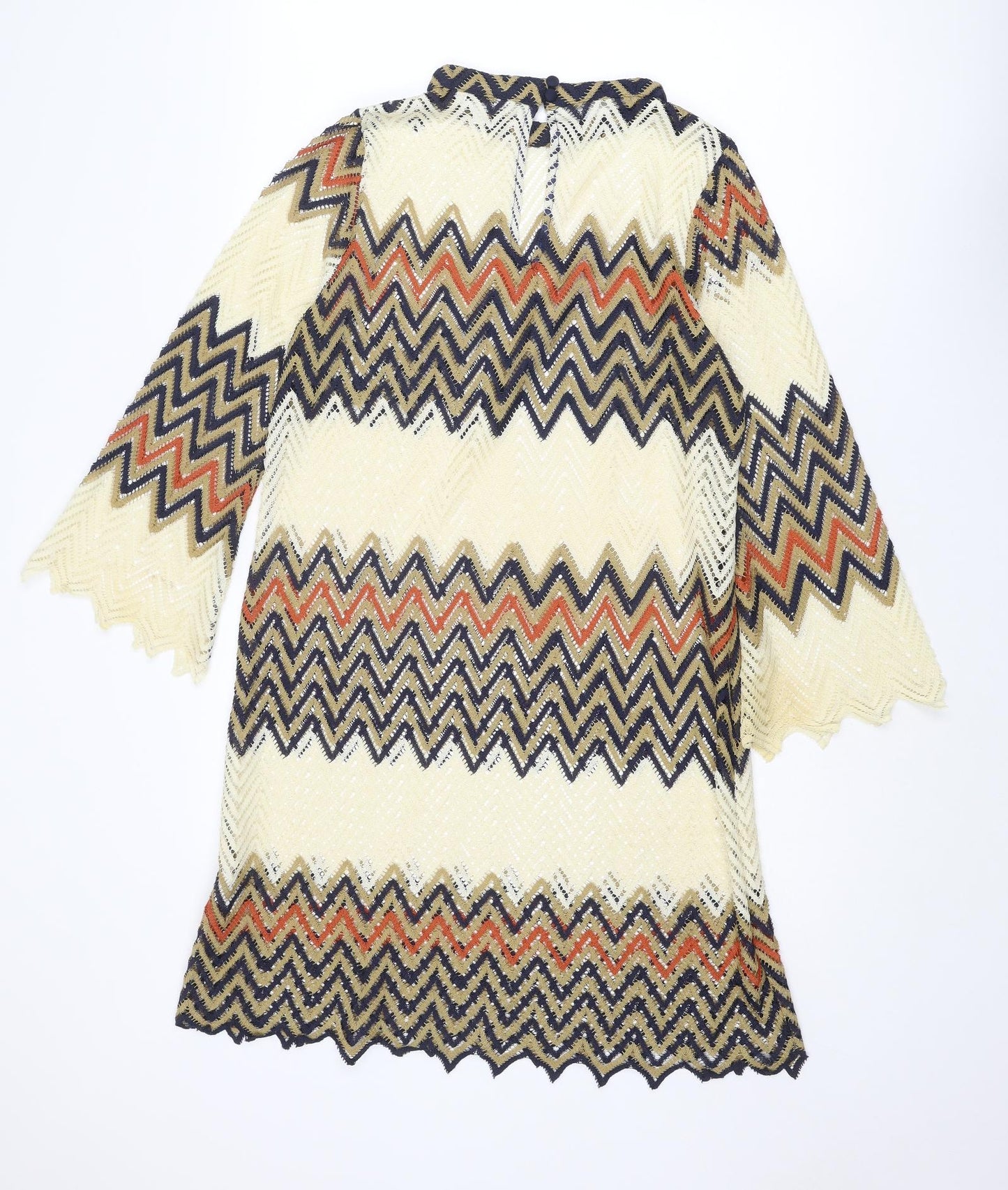 Simply Be Womens Multicoloured Geometric Polyester Shift Size 16 Round Neck Button