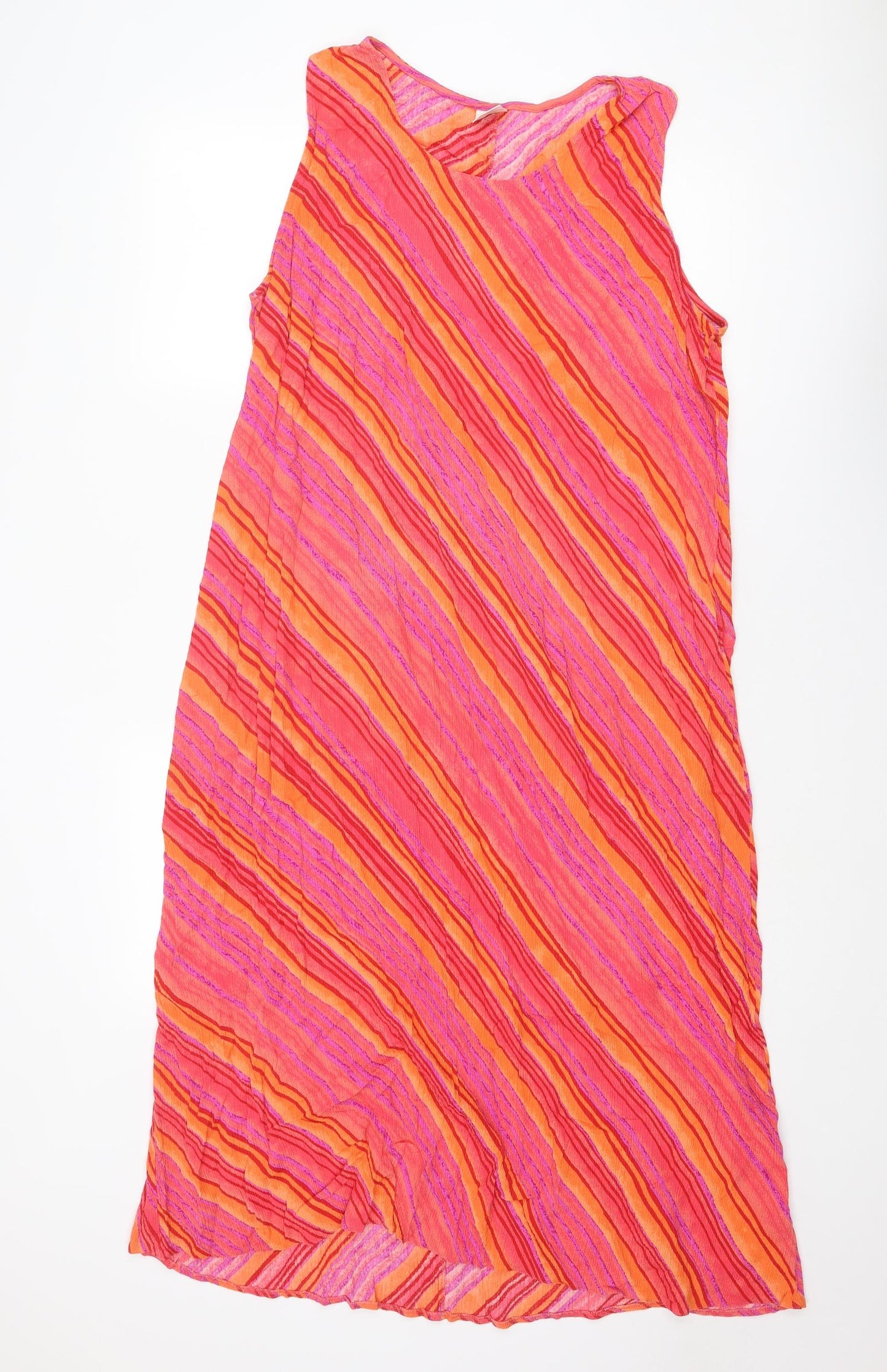 Sara Neal Womens Multicoloured Striped Viscose A-Line Size 18 Boat Neck Pullover