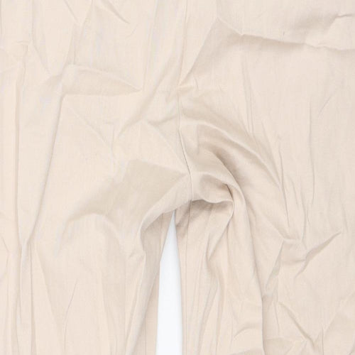 Wallis Womens Beige Cotton Cropped Trousers Size 12 L24 in Regular Zip