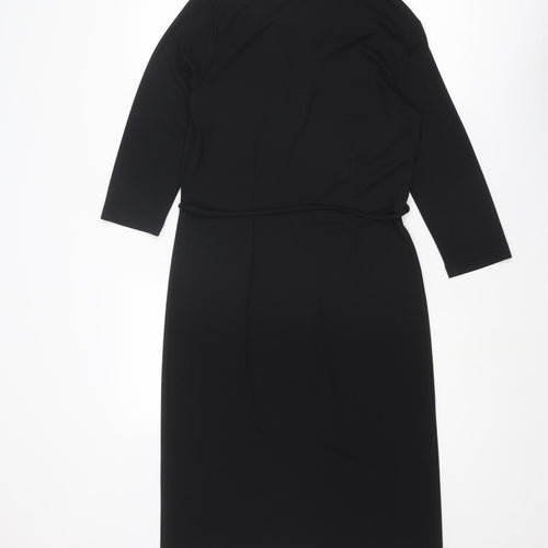 Dorothy Perkins Womens Black Polyester Shirt Dress Size 12 Collared Pullover