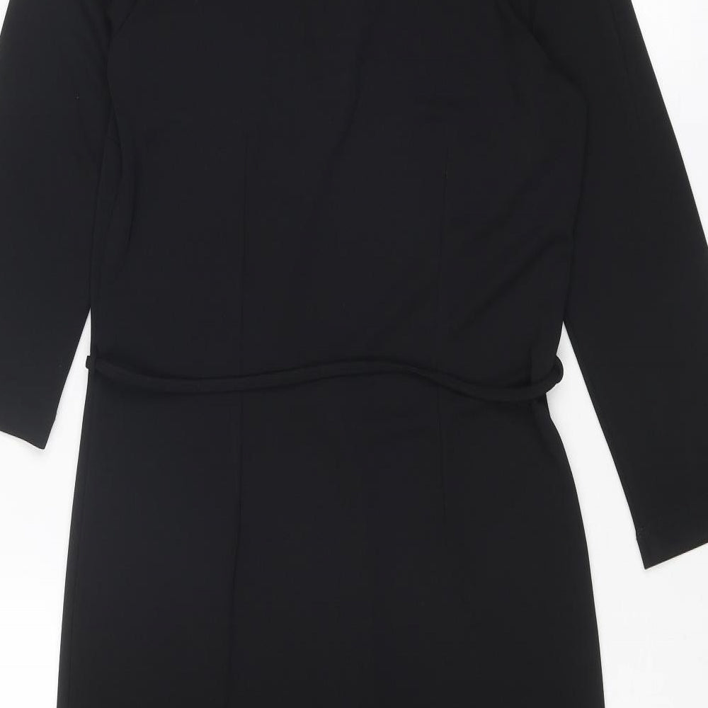Dorothy Perkins Womens Black Polyester Shirt Dress Size 12 Collared Pullover