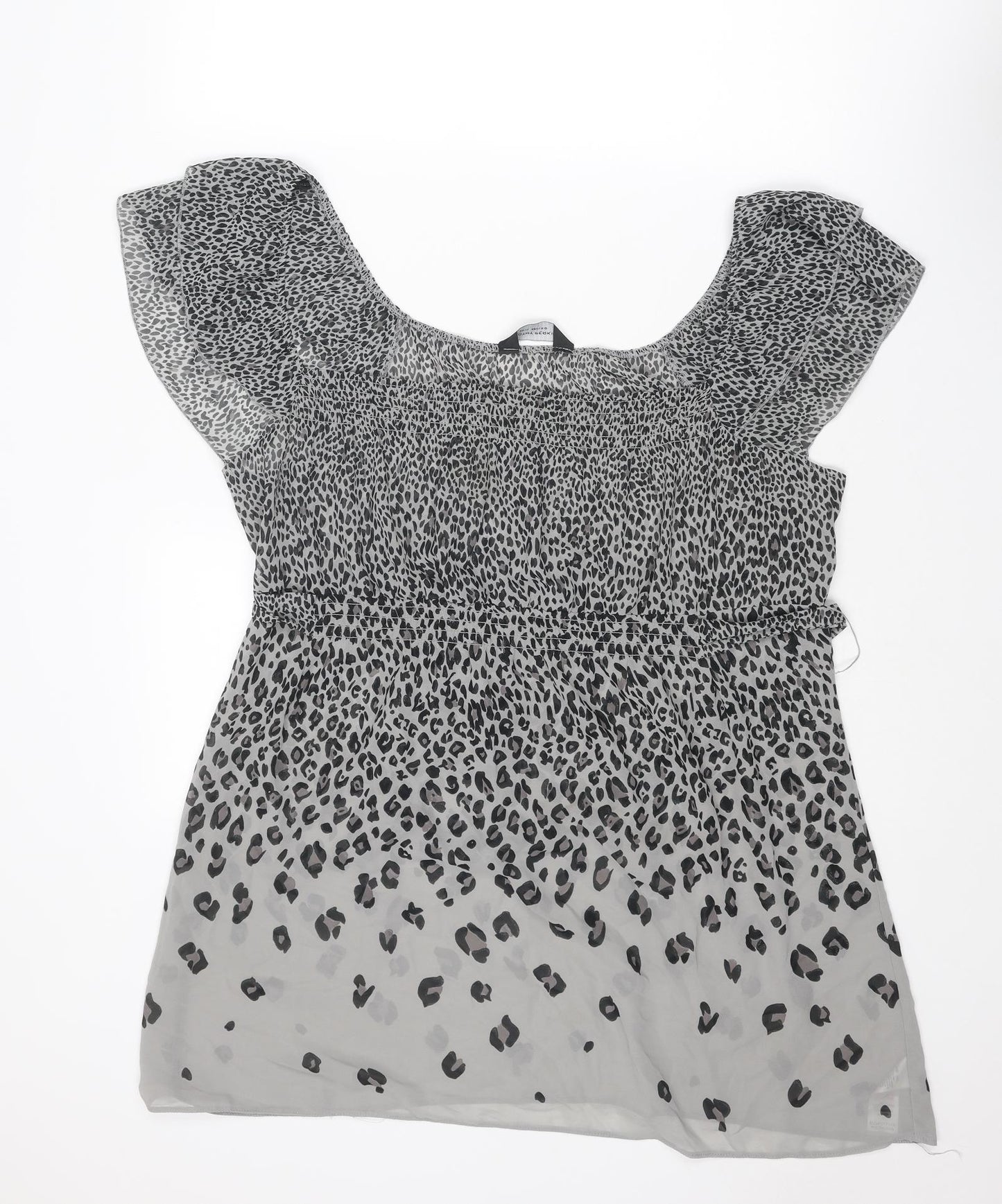 Dorothy Perkins Womens Grey Animal Print Polyester Basic Blouse Size 20 Boat Neck