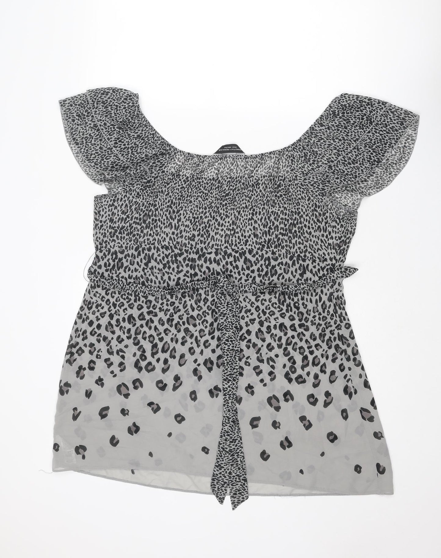Dorothy Perkins Womens Grey Animal Print Polyester Basic Blouse Size 20 Boat Neck
