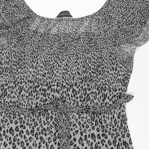 Dorothy Perkins Womens Grey Animal Print Polyester Basic Blouse Size 20 Boat Neck