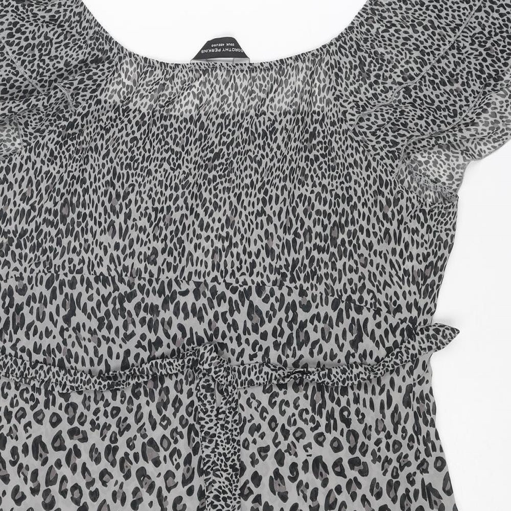 Dorothy Perkins Womens Grey Animal Print Polyester Basic Blouse Size 20 Boat Neck