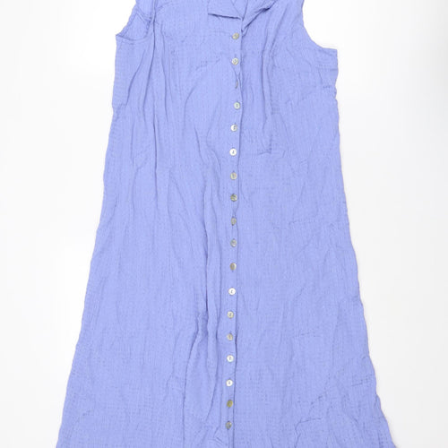 essence Womens Purple Geometric Viscose Tank Dress Size 24 Collared Button