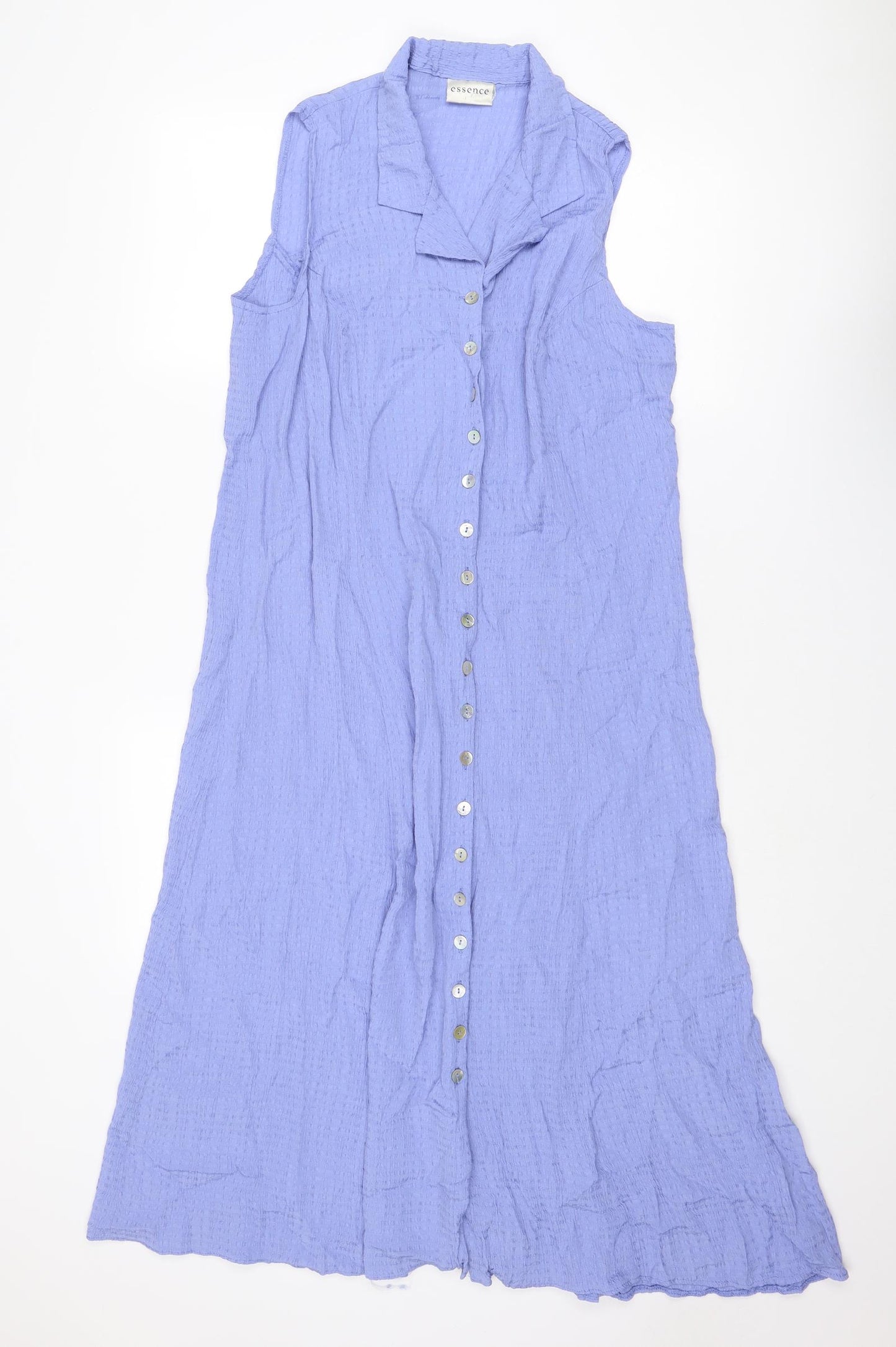 essence Womens Purple Geometric Viscose Tank Dress Size 24 Collared Button