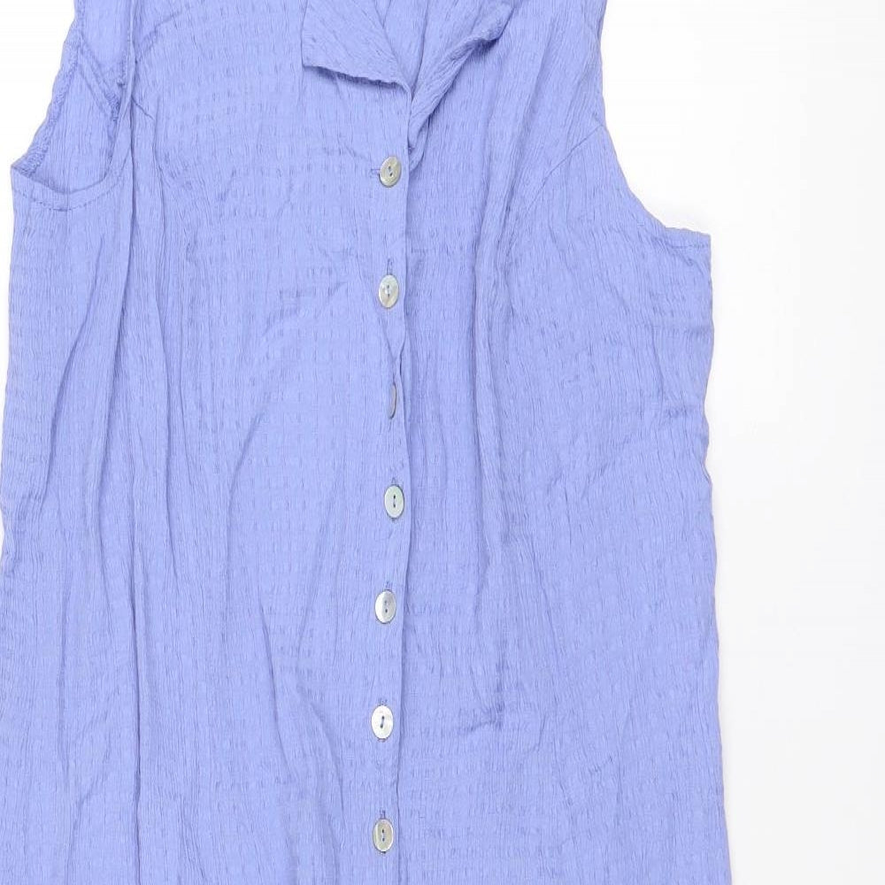 essence Womens Purple Geometric Viscose Tank Dress Size 24 Collared Button