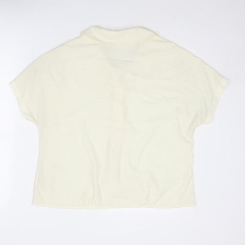 NEXT Womens Ivory Polyester Basic Button-Up Size 14 Collared