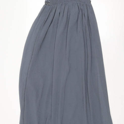 Little Mistress Womens Grey Polyester Ball Gown Size 12 Round Neck Pullover